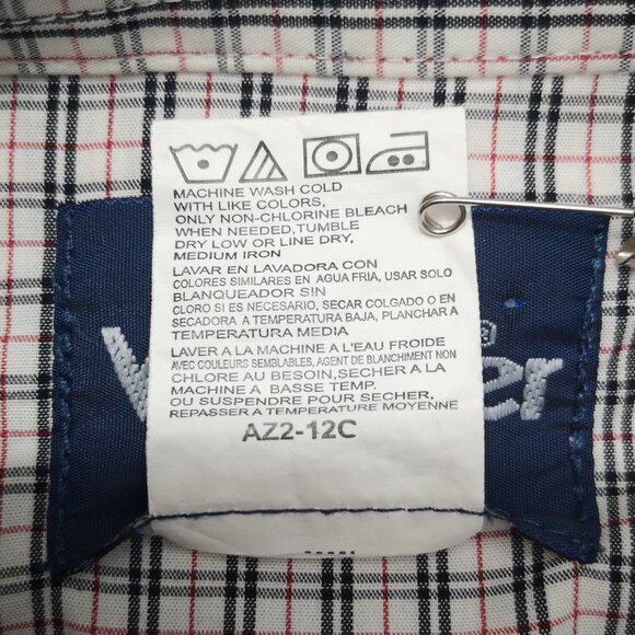 Wrangler Men's Size Large Black Red & White Plaid Button Front & Cuffs Shirt - Picture 4 of 11